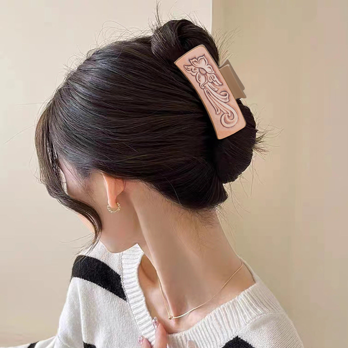 Wholesale Western Style Turquoise Cactus Leather Hairpin Shark Clip